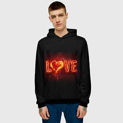 Толстовка-худи мужская Love & Flame, цвет: 3D-черный — фото 2