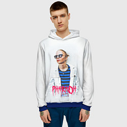 Толстовка-худи мужская Pharaoh: White side, цвет: 3D-синий — фото 2