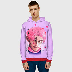 Толстовка-худи мужская Lil Peep: Pink Edition, цвет: 3D-красный — фото 2