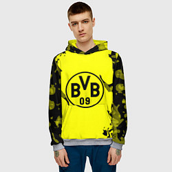 Толстовка-худи мужская FC Borussia Dortmund: Yellow & Black, цвет: 3D-меланж — фото 2