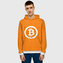 Толстовка-худи мужская Bitcoin, цвет: 3D-белый — фото 2