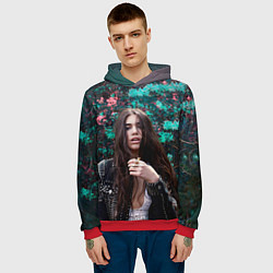 Толстовка-худи мужская Dua Lipa: Floral, цвет: 3D-красный — фото 2