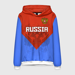 Толстовка-худи мужская Russia Red & Blue, цвет: 3D-белый