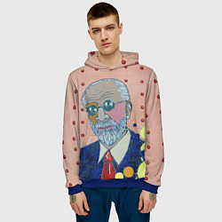 Толстовка-худи мужская Зигмунд Фрейд, цвет: 3D-синий — фото 2