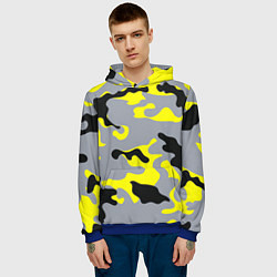 Толстовка-худи мужская Yellow & Grey Camouflage, цвет: 3D-синий — фото 2