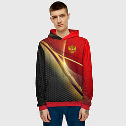 Толстовка-худи мужская RUSSIA SPORT: Gold Collection, цвет: 3D-красный — фото 2