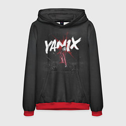 Толстовка-худи мужская YANIX: Black Side, цвет: 3D-красный