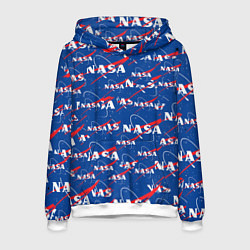 Толстовка-худи мужская NASA: Logo Pattern, цвет: 3D-белый