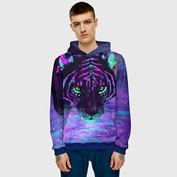 Толстовка-худи мужская Неоновый тигр, цвет: 3D-синий — фото 2