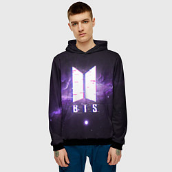 Толстовка-худи мужская BTS: Violet Space, цвет: 3D-черный — фото 2