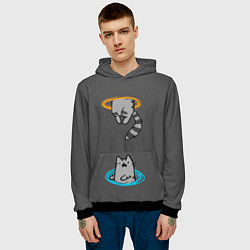 Толстовка-худи мужская Кот в Портале, цвет: 3D-черный — фото 2