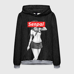 Толстовка-худи мужская Senpai: School Girl, цвет: 3D-меланж