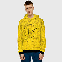 Толстовка-худи мужская 21 Pilots: Yellow Grunge, цвет: 3D-черный — фото 2