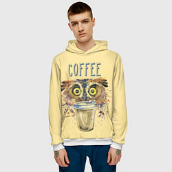 Толстовка-худи мужская Owls like coffee, цвет: 3D-белый — фото 2