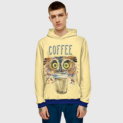 Толстовка-худи мужская Owls like coffee, цвет: 3D-синий — фото 2
