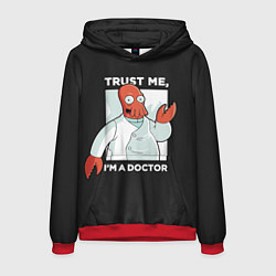 Толстовка-худи мужская Zoidberg: Trust Me, цвет: 3D-красный