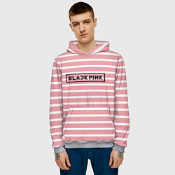 Толстовка-худи мужская Black Pink: Striped Geometry, цвет: 3D-меланж — фото 2