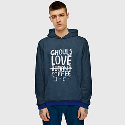 Толстовка-худи мужская Ghouls Love Coffee, цвет: 3D-синий — фото 2