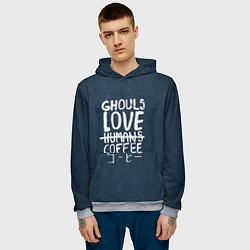 Толстовка-худи мужская Ghouls Love Coffee, цвет: 3D-меланж — фото 2