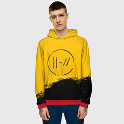 Толстовка-худи мужская 21 Pilots: Yellow Logo, цвет: 3D-красный — фото 2