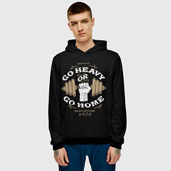 Толстовка-худи мужская Go heavy or go home, цвет: 3D-черный — фото 2