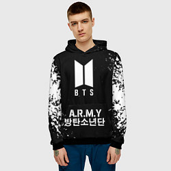 Толстовка-худи мужская BTS ARMY, цвет: 3D-черный — фото 2