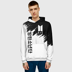 Толстовка-худи мужская BTS: White & Black, цвет: 3D-белый — фото 2