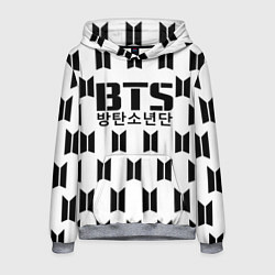 Толстовка-худи мужская BTS: White Pattern, цвет: 3D-меланж