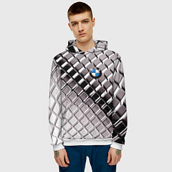 Толстовка-худи мужская BMW - pattern, цвет: 3D-белый — фото 2