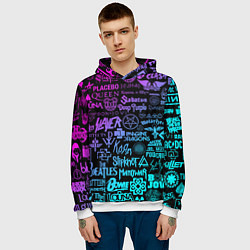 Толстовка-худи мужская ЛОГОТИПЫ РОК ГРУПП, цвет: 3D-белый — фото 2