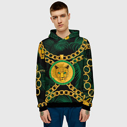 Толстовка-худи мужская Золотой леопард и цепь, цвет: 3D-черный — фото 2