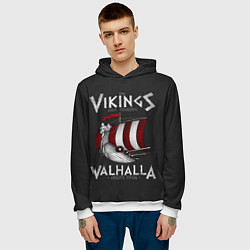 Толстовка-худи мужская Vikings Valhalla, цвет: 3D-белый — фото 2