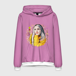 Толстовка-худи мужская Billie Eilish Pink Art, цвет: 3D-белый