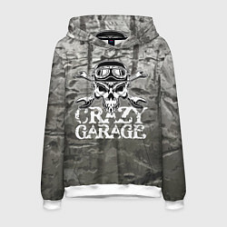Толстовка-худи мужская Crazy garage, цвет: 3D-белый