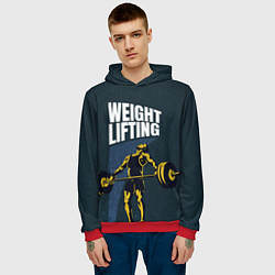 Толстовка-худи мужская Wheight lifting, цвет: 3D-красный — фото 2