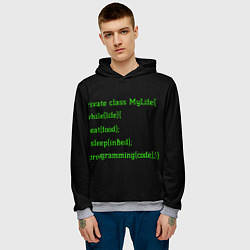 Толстовка-худи мужская Жизнь программиста, цвет: 3D-меланж — фото 2