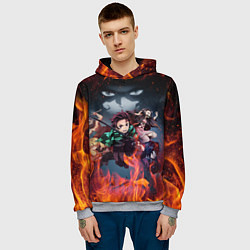 Толстовка-худи мужская KIMETSU NO YAIBA, цвет: 3D-меланж — фото 2