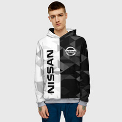 Толстовка-худи мужская NISSAN, цвет: 3D-меланж — фото 2