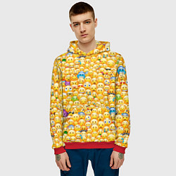Толстовка-худи мужская Смайлики Emoji, цвет: 3D-красный — фото 2