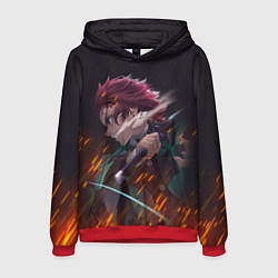Толстовка-худи мужская KIMETSU NO YAIBA, цвет: 3D-красный