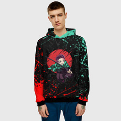 Толстовка-худи мужская KIMETSU NO YAIBA, цвет: 3D-черный — фото 2