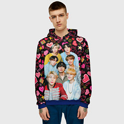 Толстовка-худи мужская I Love BTS, цвет: 3D-синий — фото 2