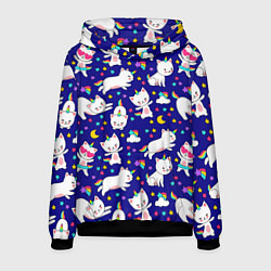 Толстовка-худи мужская Кот-Единорог, цвет: 3D-черный