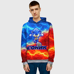 Толстовка-худи мужская СОНИК, цвет: 3D-меланж — фото 2