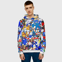 Толстовка-худи мужская SONIC PATTERN, цвет: 3D-белый — фото 2