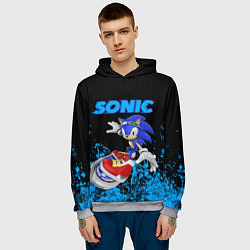 Толстовка-худи мужская Sonic, цвет: 3D-меланж — фото 2