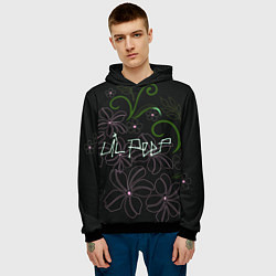Толстовка-худи мужская Lil Peep and flowers, цвет: 3D-черный — фото 2