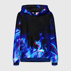 Толстовка-худи мужская СИНИЙ ОГОНЬ ГЛИТЧ, цвет: 3D-синий