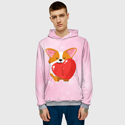 Толстовка-худи мужская Милый корги, цвет: 3D-меланж — фото 2