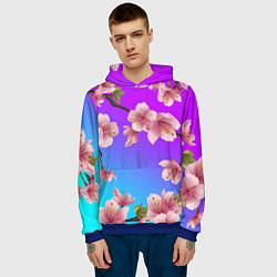 Толстовка-худи мужская САКУРА ВИШНЯ, цвет: 3D-синий — фото 2